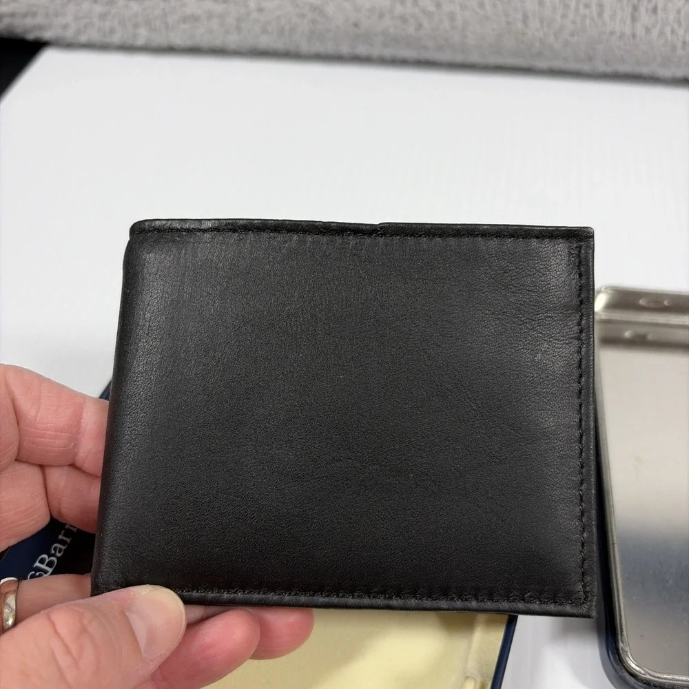 Croft Barrow Genuine Leather Wallet Black Mens Passcase Billfold - NEW